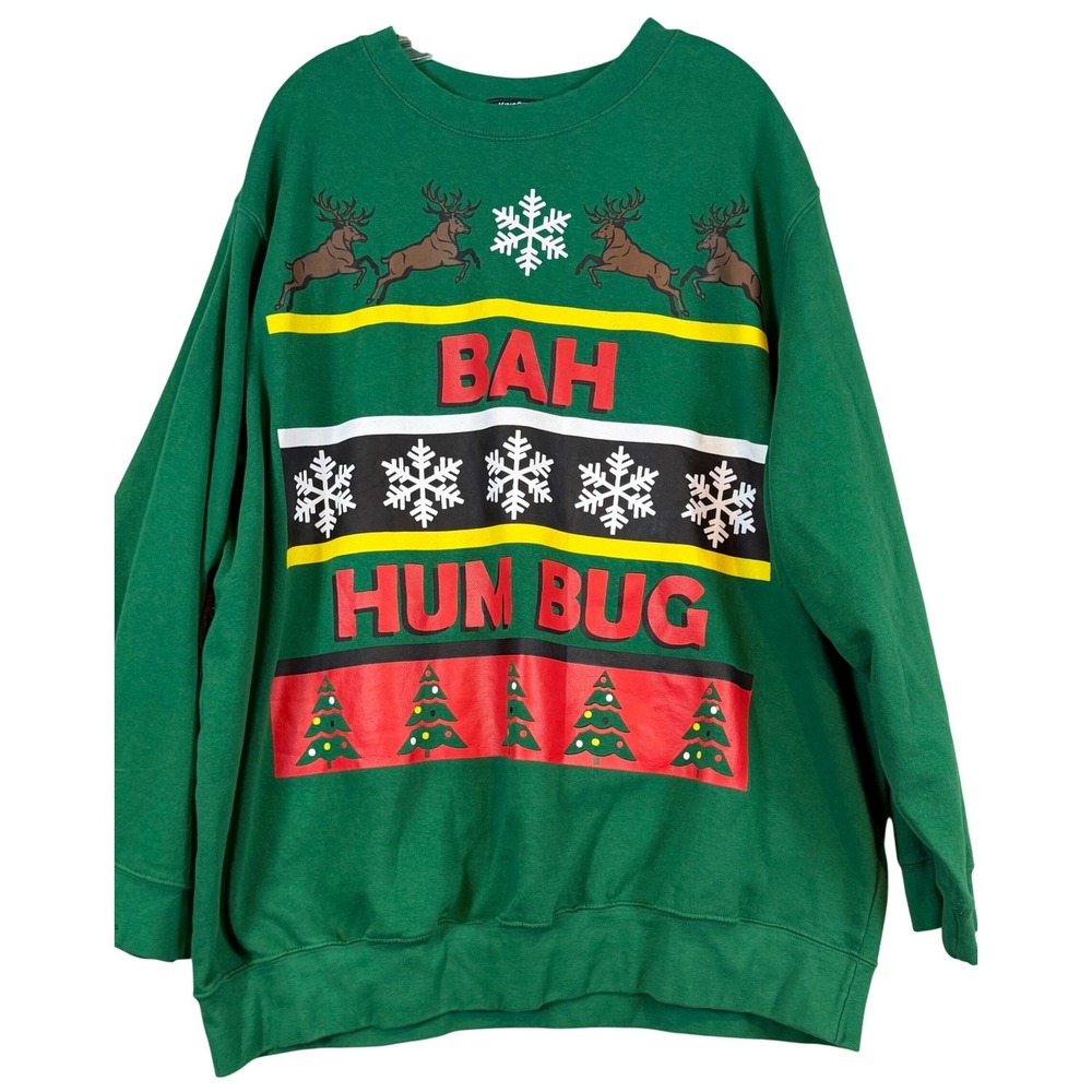 KingSize Mens 3XL Big Bah Hum Bug Christmas Ugly Sweater Party Festive Big Tall